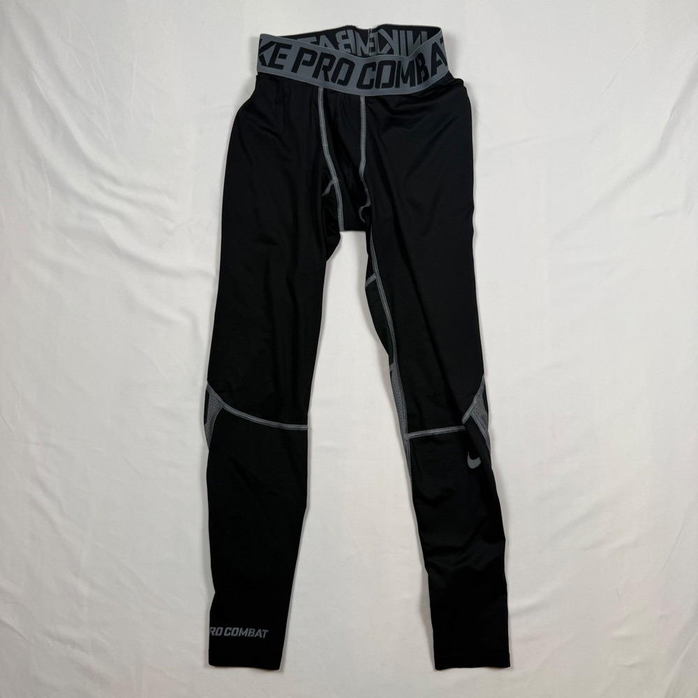 Nike Pro Combat Mens Medium Compression Leggings Black Grey Athletic Base Layer